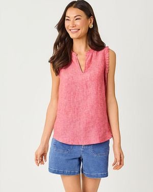 Lilly Pulitzer Kavalla Sleeveless Ruffle Top - Red