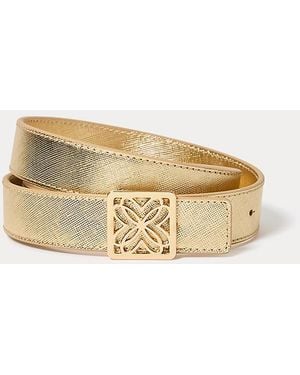 Lilly Pulitzer Skinny Leather Logo Belt - Natural
