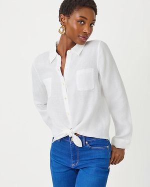 Lilly Pulitzer Sea View Linen Button Down Shirt - White