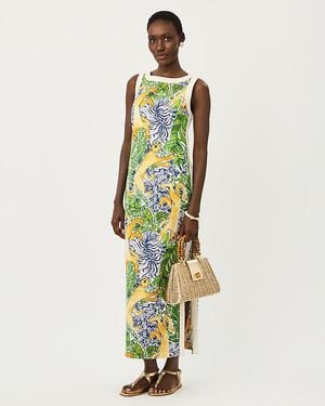 Lilly Pulitzer Eleanora Maxi Shift Romper, Contrast Panels, Side Slits - White