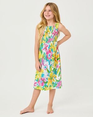 Lilly Pulitzer Girl's Mini Finnley Midi Dress, Fit-And-Flare, Pull-On - Yellow
