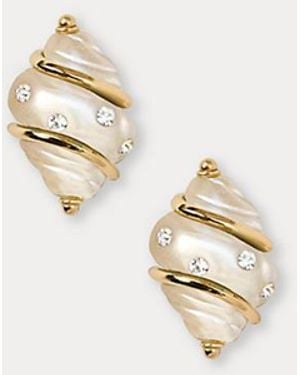 Lilly Pulitzer Kenneth Jay Lane Shell Clip Earrings - White