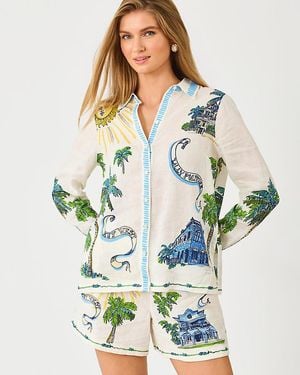 Lilly Pulitzer Susana Linen Button Down Shirt - Green