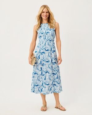 Lilly Pulitzer Finnley Smocked Midi Dress - Blue