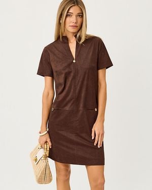 Lilly Pulitzer Short Sleeve Knit Microsuede Rosee Dress - Brown