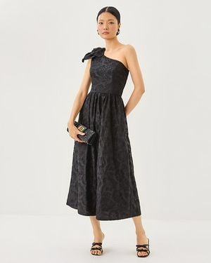 Lilly Pulitzer Lynsi One-shoulder Midi Dress - Black