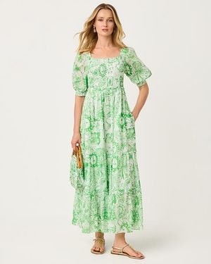 Lilly Pulitzer Hadly Short Sleeve Smocked Maxi Dress - Green