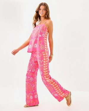 Lilly Pulitzer 32" Vianna Silk Palazzo Pant - Pink