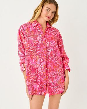 Lilly Pulitzer Kwitney Long Sleeve Cotton Cover-up - Pink