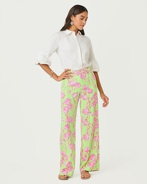 Lilly Pulitzer 32" Katerini High Rise Palazzo Pant - Green