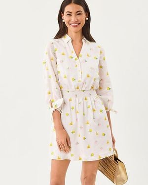 Lilly Pulitzer Abralynn Embroidered Linen Shirtdress - White
