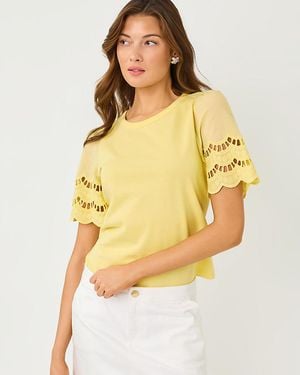Lilly Pulitzer Sebene Eyelet Knit Top - Yellow