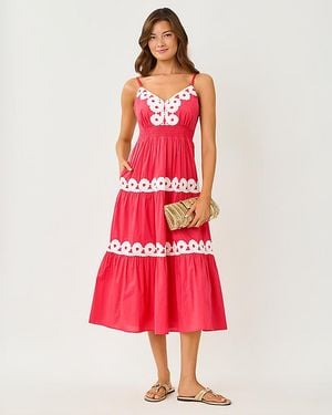 Lilly Pulitzer Zanna Cotton Midi Dress - Red