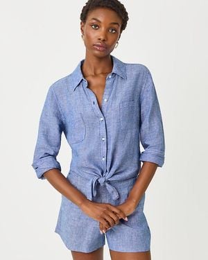 Lilly Pulitzer Sea View Linen Button Down Shirt - Blue