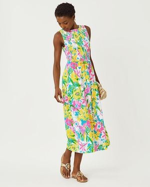 Lilly Pulitzer Finnley Smocked Midi Dress - White