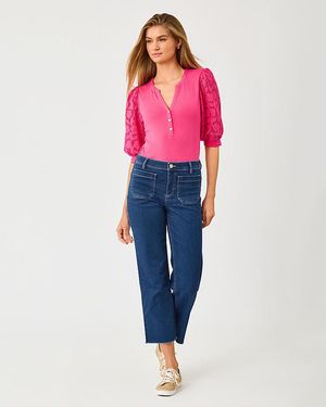 Lilly Pulitzer "27" Harleen High Rise Crop Jean" - Pink