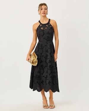 Lilly Pulitzer Denise Lace Halter Midi Dress - Black