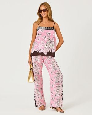 Lilly Pulitzer "32" Vianna Silk Palazzo Pant" - Pink