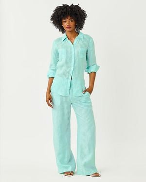 Lilly Pulitzer 31" Mirabella High Rise Linen Palazzo Pant - Blue
