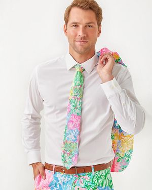 Lilly Pulitzer Men's Stuff Tie And Pocket Square Set - White