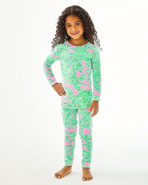 Lilly Pulitzer Girl's Mini Sammy Pajama Set - Green