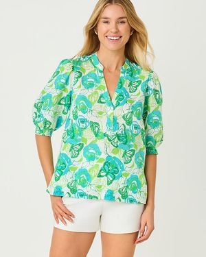 Lilly Pulitzer Mialeigh Linen Top - Green