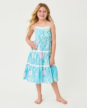 Lilly Pulitzer Girl's Mini Zanna Midi Dress - Blue