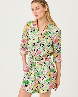Lilly Pulitzer Sea View Linen Button Down Shirt - Green