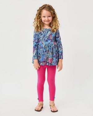 Lilly Pulitzer Girl's Adella Tunic & Legging Set, Easy Fit, Long Sleeves - Blue
