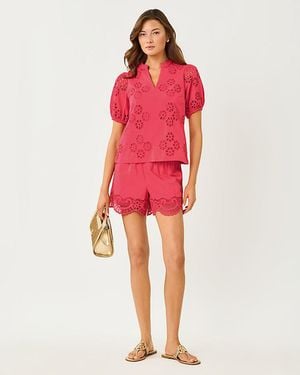 Lilly Pulitzer 5" Kilah High Rise Eyelet Short - Red