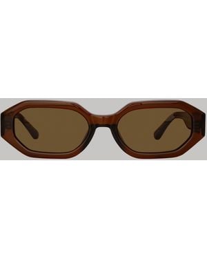 The Attico x Linda Farrow Irene Angular Sunglasses - Brown