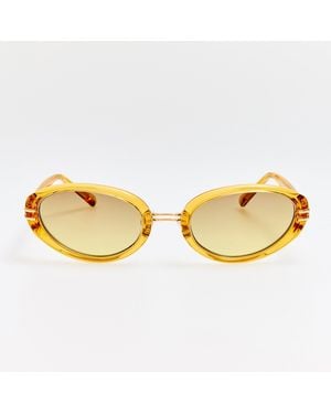 The Attico x Linda Farrow Ambra Oval Sunglasses - Yellow