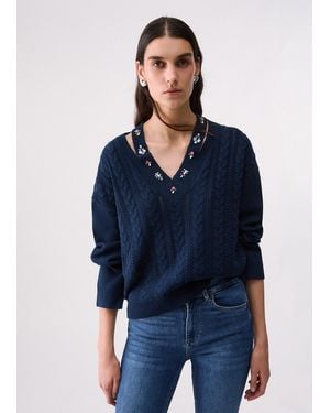Liu Jo Pullover Mit Juwelenstickerei - Blau