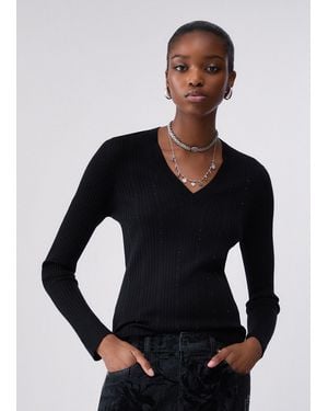 Liu Jo Suéter De Lana Con Cuello En V - Negro