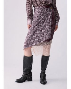 Liu Jo Falda Midi Con Detalles De Encaje - Morado