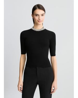 Liu Jo Liu Jo Crop Top Avec Broderies De Bijoux - Noir