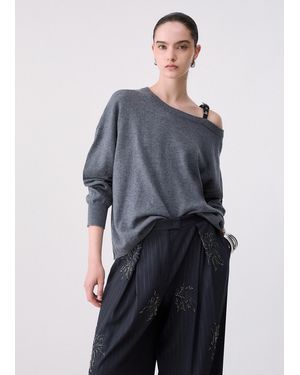 Liu Jo Pull En Laine Avec Boucle - Bleu