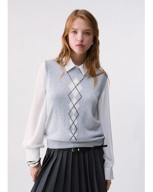 Liu Jo Gilet En Laine À Motif Argyle - Gris