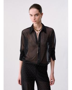 Liu Jo Camisa De Tul Con Bordados Joya - Negro