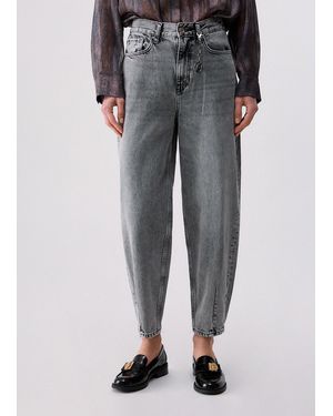 Liu Jo Vaqueros Boyfriend De Tiro Alto - Gris