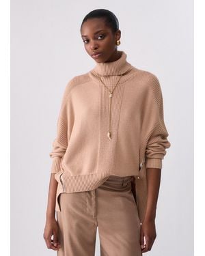 Liu Jo Rollkragenpullover Aus Wollmischung Mit Knöpfen - Natur