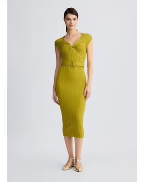 Liu Jo Liu Jo Robe En Maille Avec Ceinture - Jaune