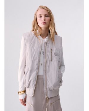 Liu Jo Oversize-Weste Aus Glänzendem Nylon - Weiß