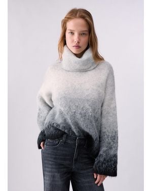 Liu Jo Col Roulé Jacquard En Laine Brossée - Gris