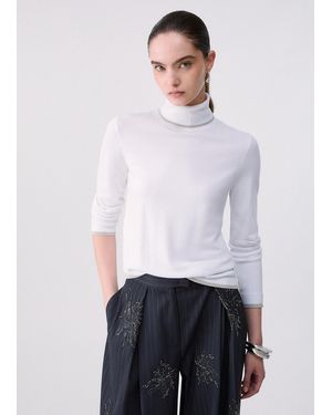 Liu Jo Cuello Alto Con Ribetes De Lurex - Blanco
