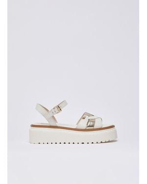 Liu Jo Sandalias De Piel Con Plataforma - Blanco