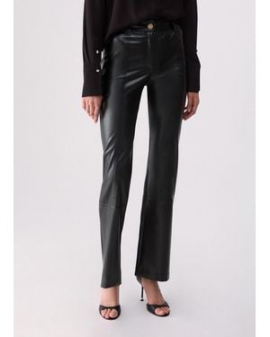 Liu Jo Pantalones De Tela Recubierta - Negro