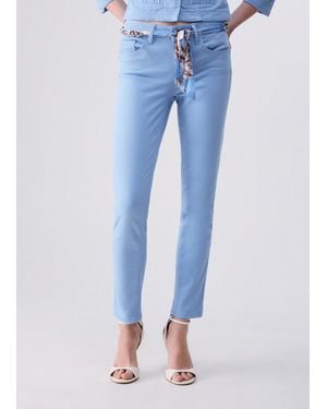 Liu Jo Pantalón Pitillo De Gabardina - Azul