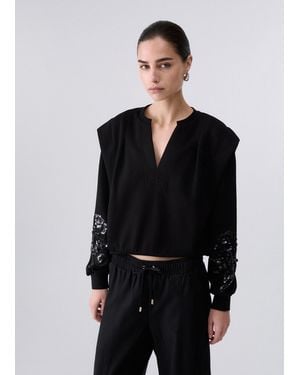 Liu Jo Sweat Avec Broderies Bijoux - Noir