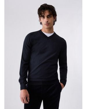 Liu Jo Suéter De Cuello En V De Lana Merino - Azul